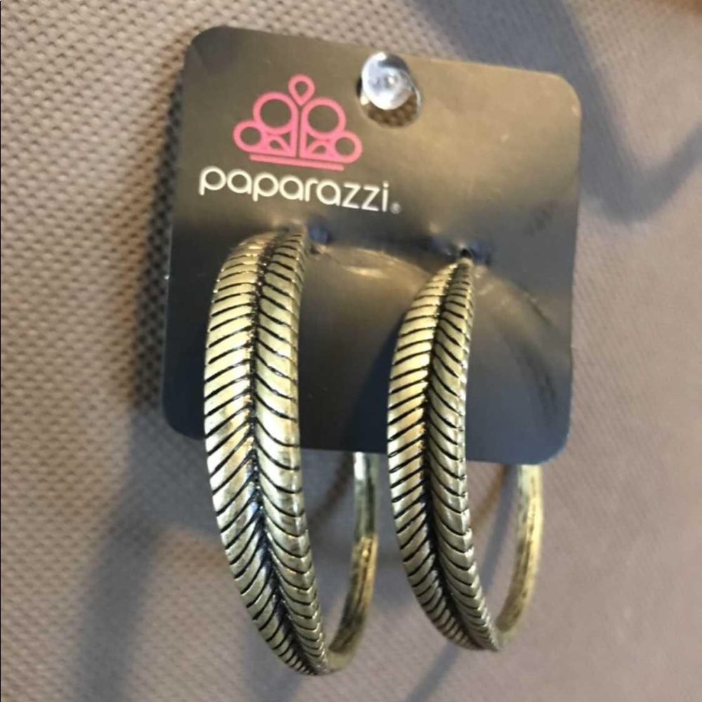 Paparazzi feather texture earrings